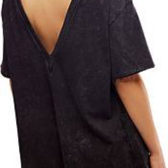 Free People Hot Shot Tee-Shirt Style Black Wash Onsie Romper, Size Small - Picture 5 of 9